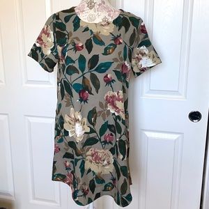 Floral Shift Shirt Mini Dress with Pockets